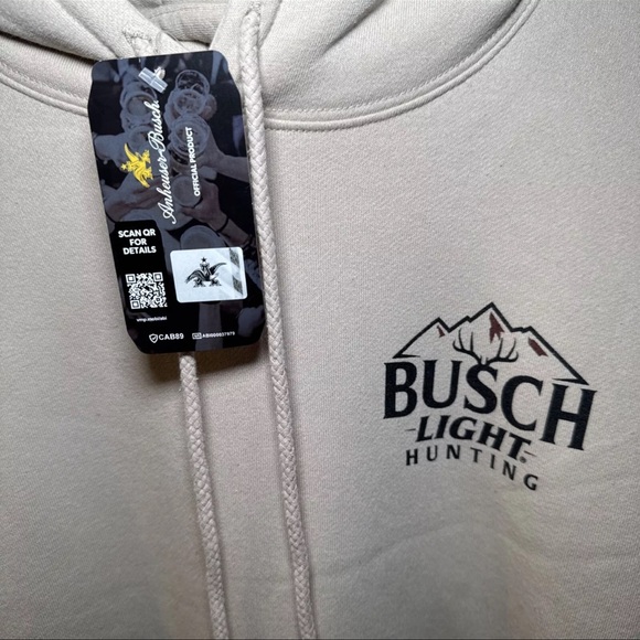 Busch Light Sweater Hoodie Large Deer Hunting NWT Camo Brown Beer Logo - Picture 5 of 5